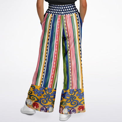 Bloom &amp; Brush Floral Stripe Eco-Poly Wide Leg Pants