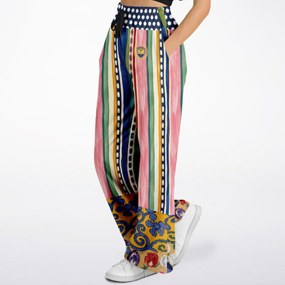 Bloom &amp; Brush Floral Stripe Eco-Poly Wide Leg Pants