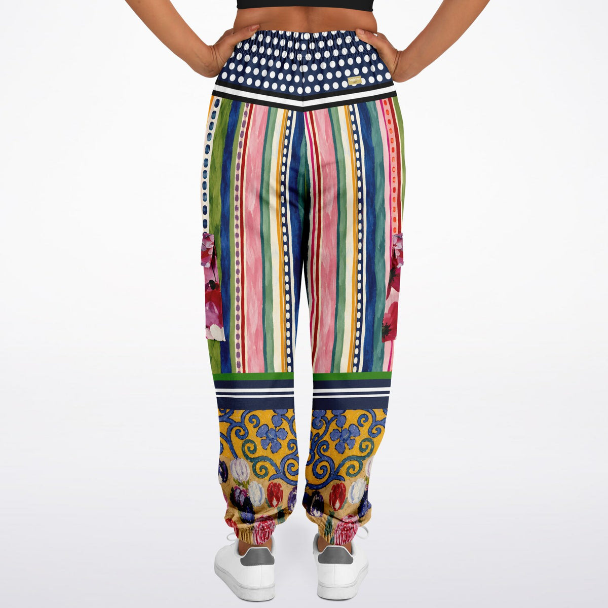 Bloom &amp; Brush Floral Stripe Eco-Poly Cargo Joggers