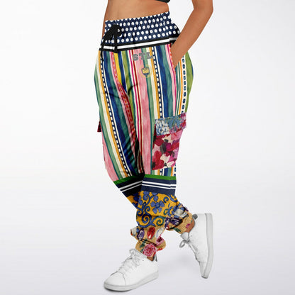 Bloom &amp; Brush Floral Stripe Eco-Poly Cargo Joggers