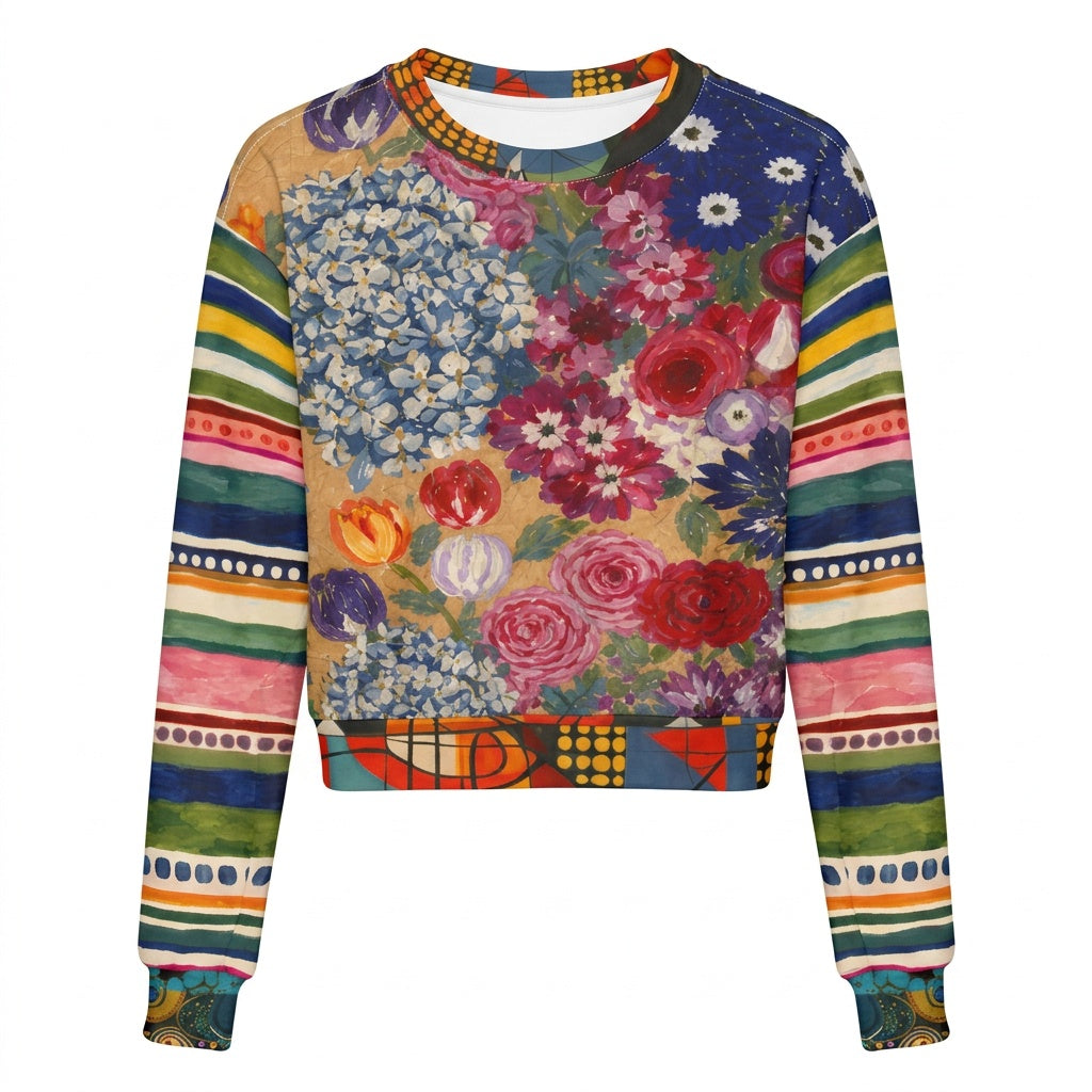 Bloom &amp; Brush Floral Cropped Sweatshirt (Gold Label)
