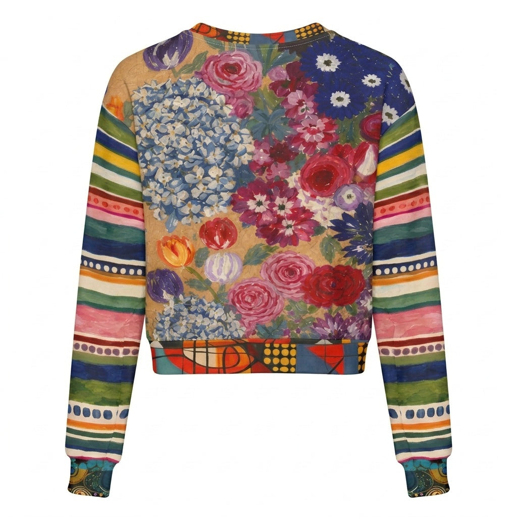 Bloom &amp; Brush Floral Cropped Sweatshirt (Gold Label)