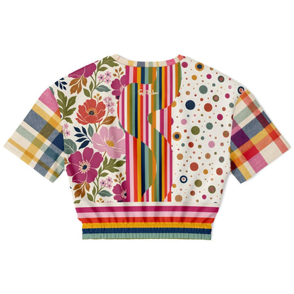Bloom Baby Bloom in Pink Floral Dots Eco-Poly Short Sleeve Cropped Pullover