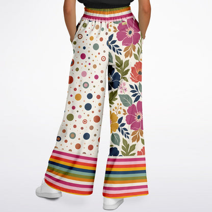 Bloom Baby Bloom in Pink Floral Dots Eco-Poly Wide Leg Pants