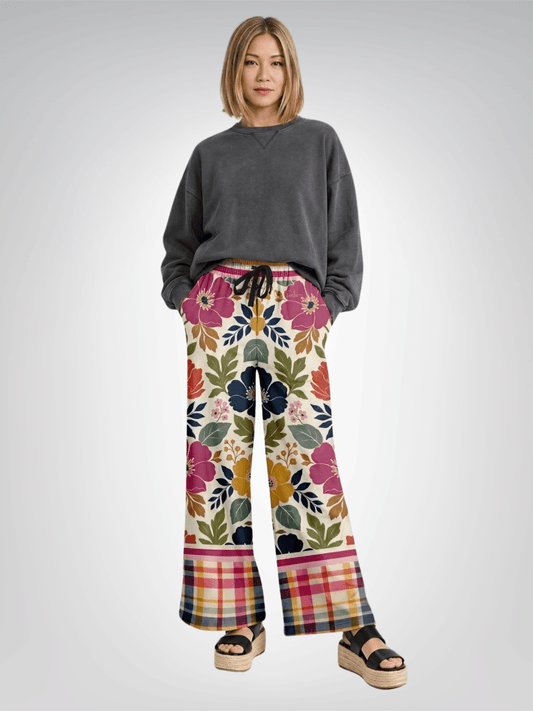 Bloom Baby Bloom in Pink Floral Eco-Poly Wide Leg Pants