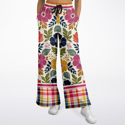 Bloom Baby Bloom in Pink Floral Eco-Poly Wide Leg Pants