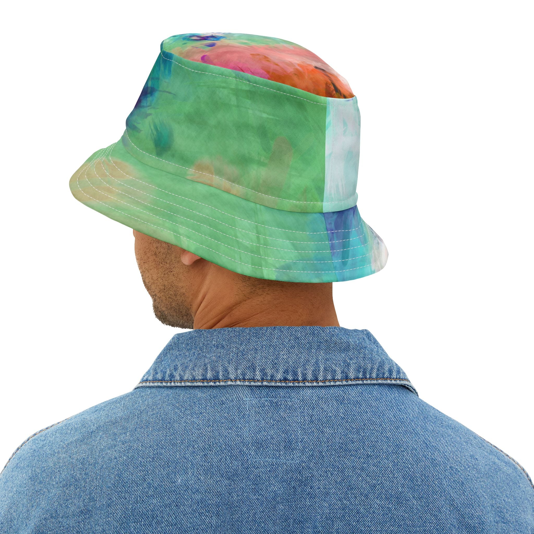 Blue Abstract Colorblock Brushstrokes Vibrant Bucket Hat