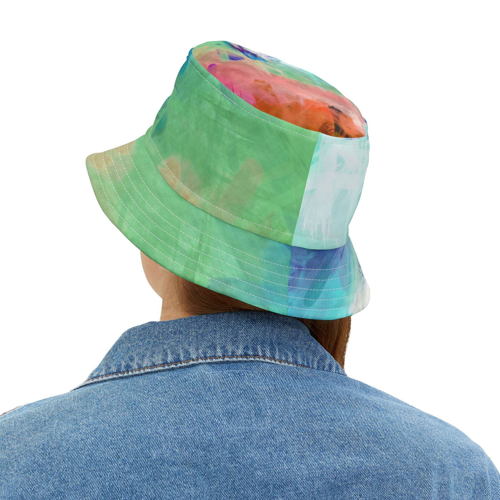 Blue Abstract Colorblock Brushstrokes Vibrant Bucket Hat