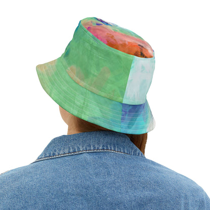 Blue Abstract Colorblock Brushstrokes Vibrant Bucket Hat