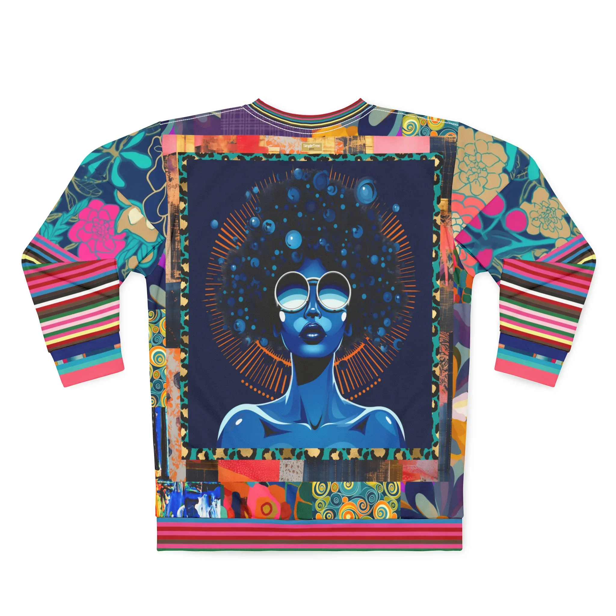 Blue Black Diva Floral Queen Unisex Sweatshirt (Gold Label)