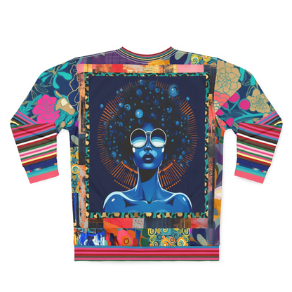 Blue Black Diva Floral Queen Unisex Sweatshirt (Gold Label)