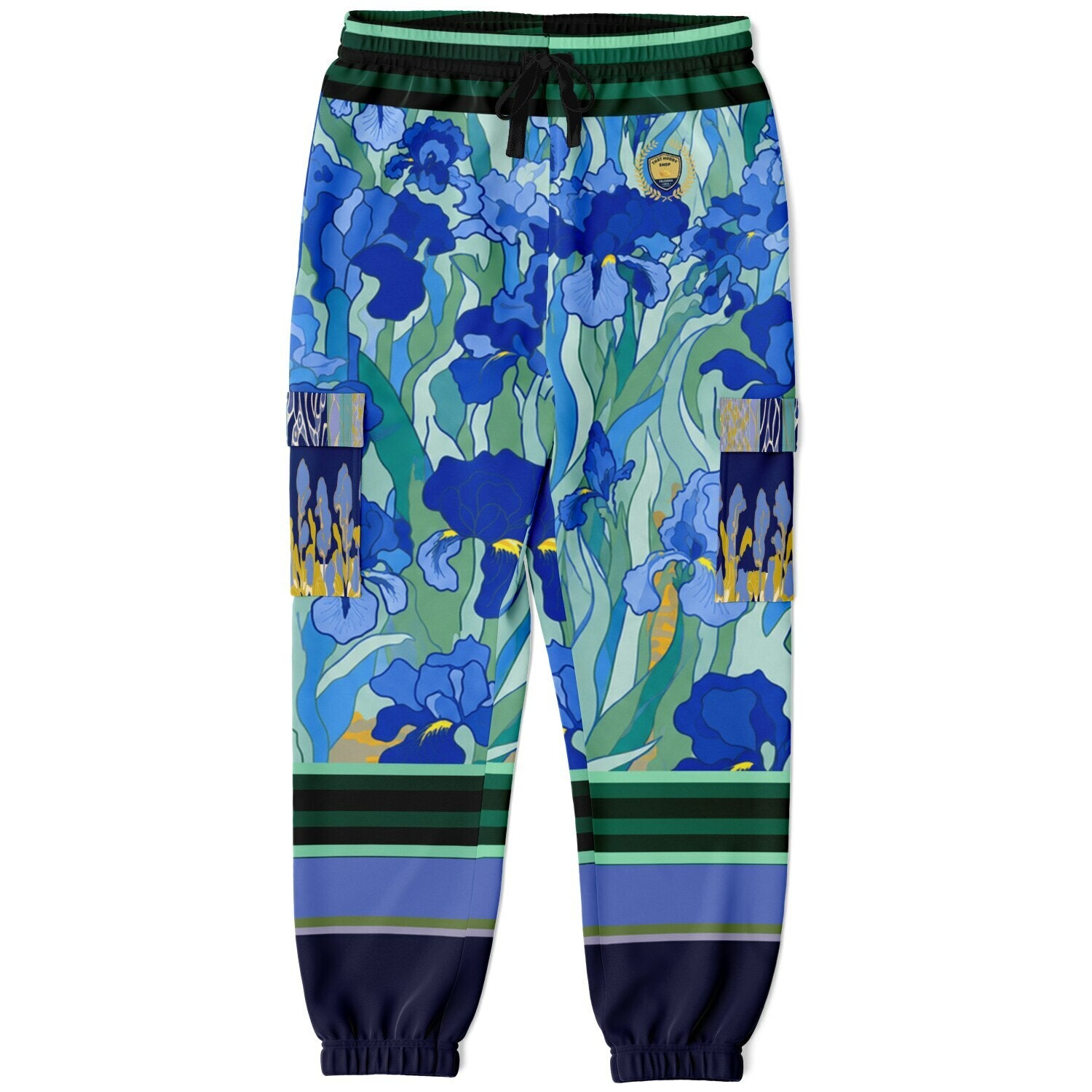 Blue Iris Fields Floral Eco-Poly Cargo Joggers - Van Gogh