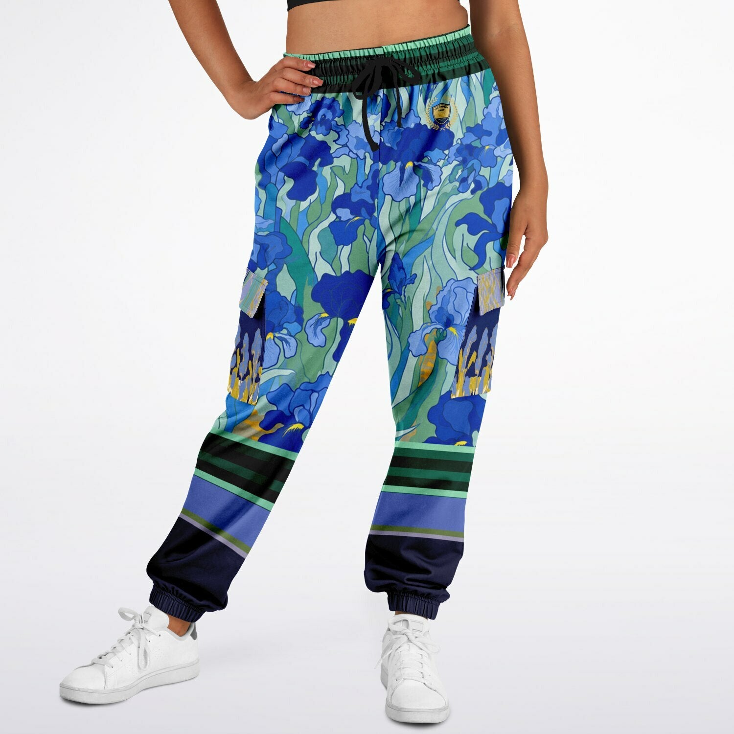 Blue Iris Fields Floral Eco-Poly Cargo Joggers - Van Gogh