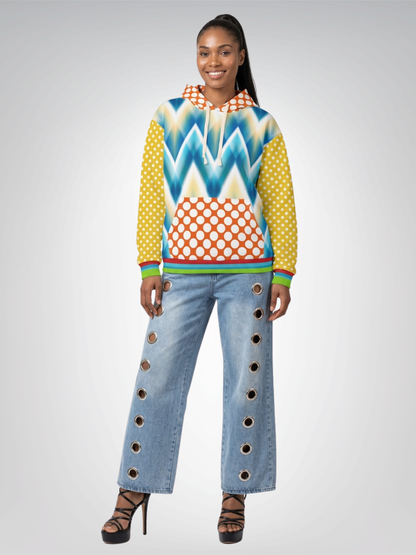 Blue Cassis in Chevron Unisex Pullover Hoodie (Gold Label)