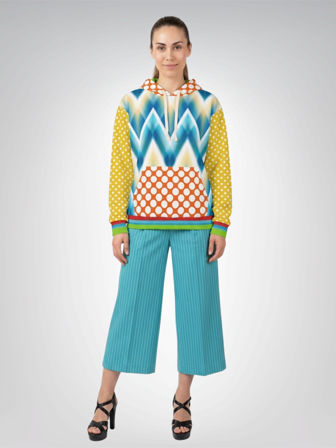Blue Cassis in Chevron Unisex Pullover Hoodie (Gold Label)