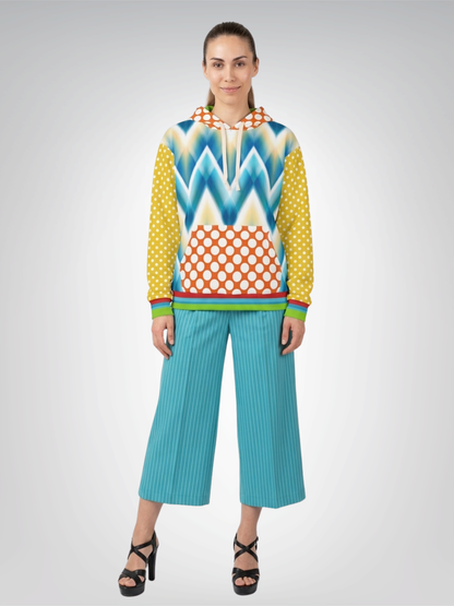 Blue Cassis in Chevron Unisex Pullover Hoodie (Gold Label)