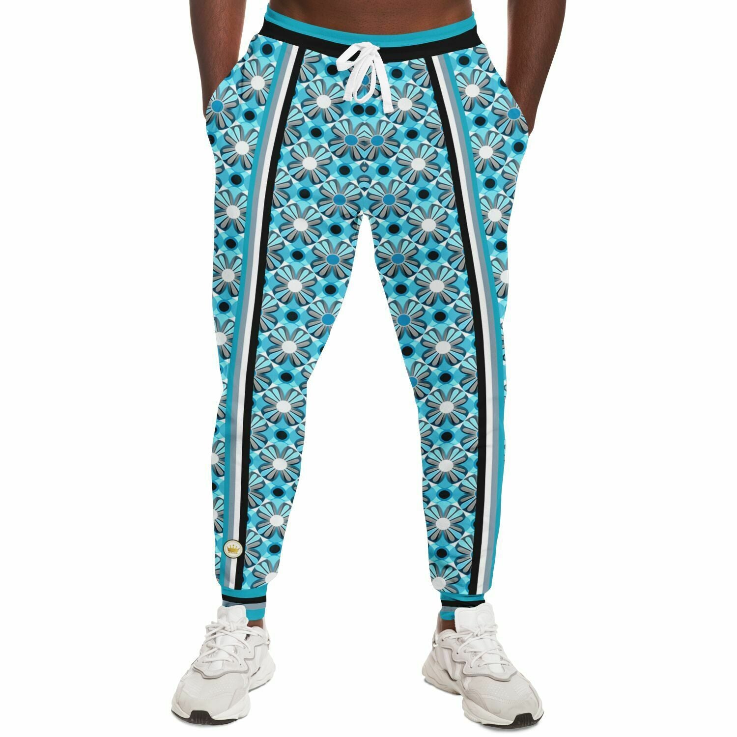 Blue Daisy Hippie Stripe Eco-Poly Unisex Joggers