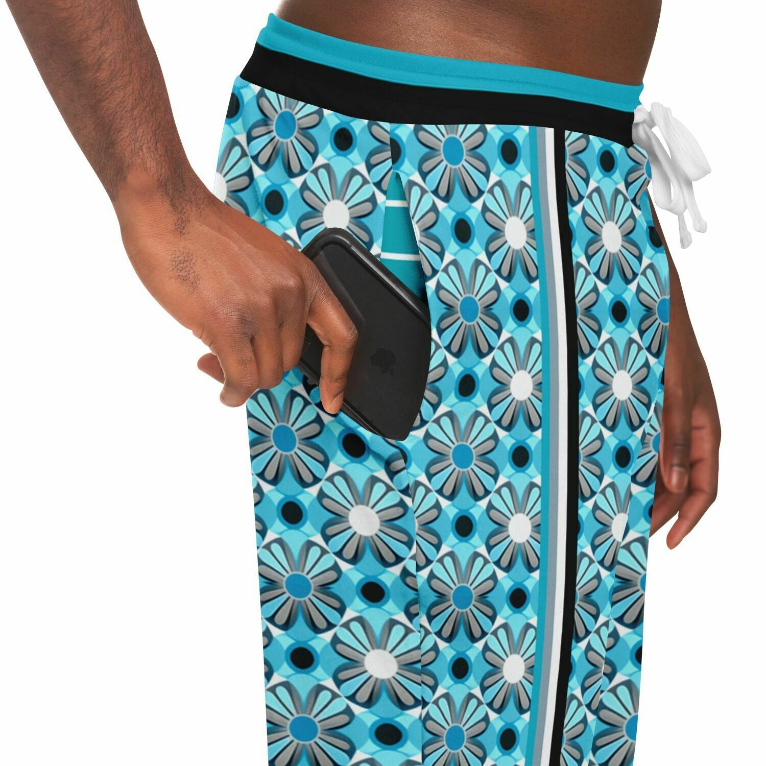 Blue Daisy Hippie Stripe Eco-Poly Unisex Joggers