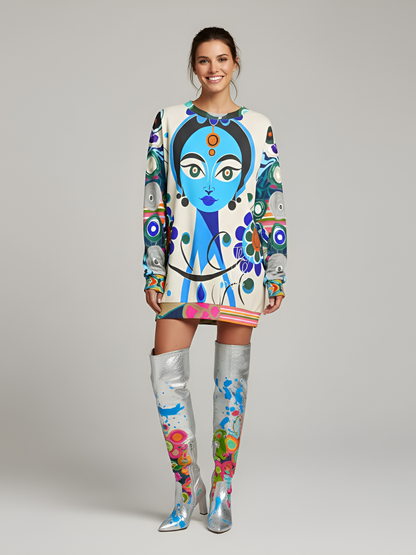 Blue Devi Goddess Floral Unisex Sweatshirt (Gold Label)