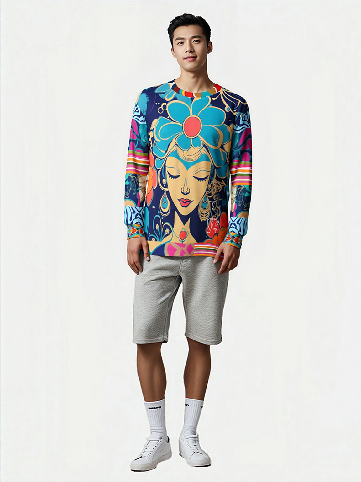 Blue Divine Floral Girl Unisex Sweatshirt (Gold Label)