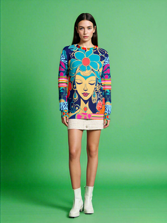 Blue Divine Floral Girl Unisex Sweatshirt (Gold Label)
