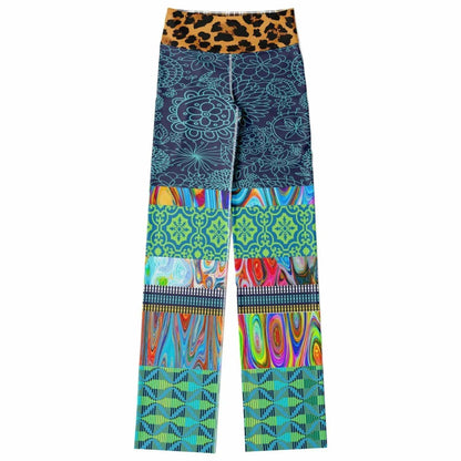 Blue Festival Fantasy Patchwork Flare Leggings