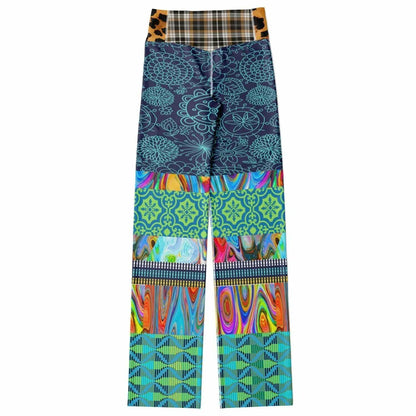 Blue Festival Fantasy Patchwork Flare Leggings