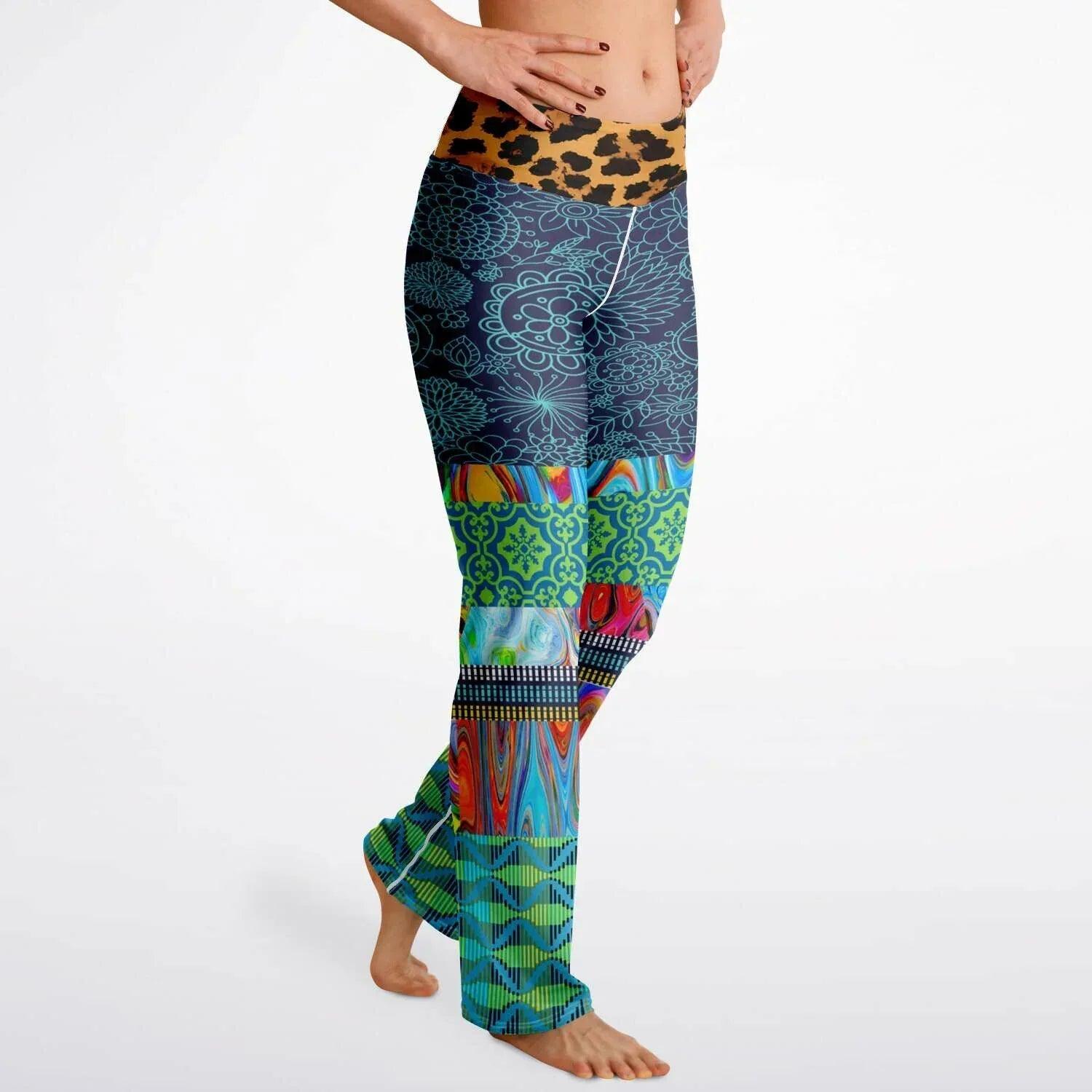 Blue Festival Fantasy Patchwork Flare Leggings