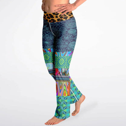 Blue Festival Fantasy Patchwork Flare Leggings