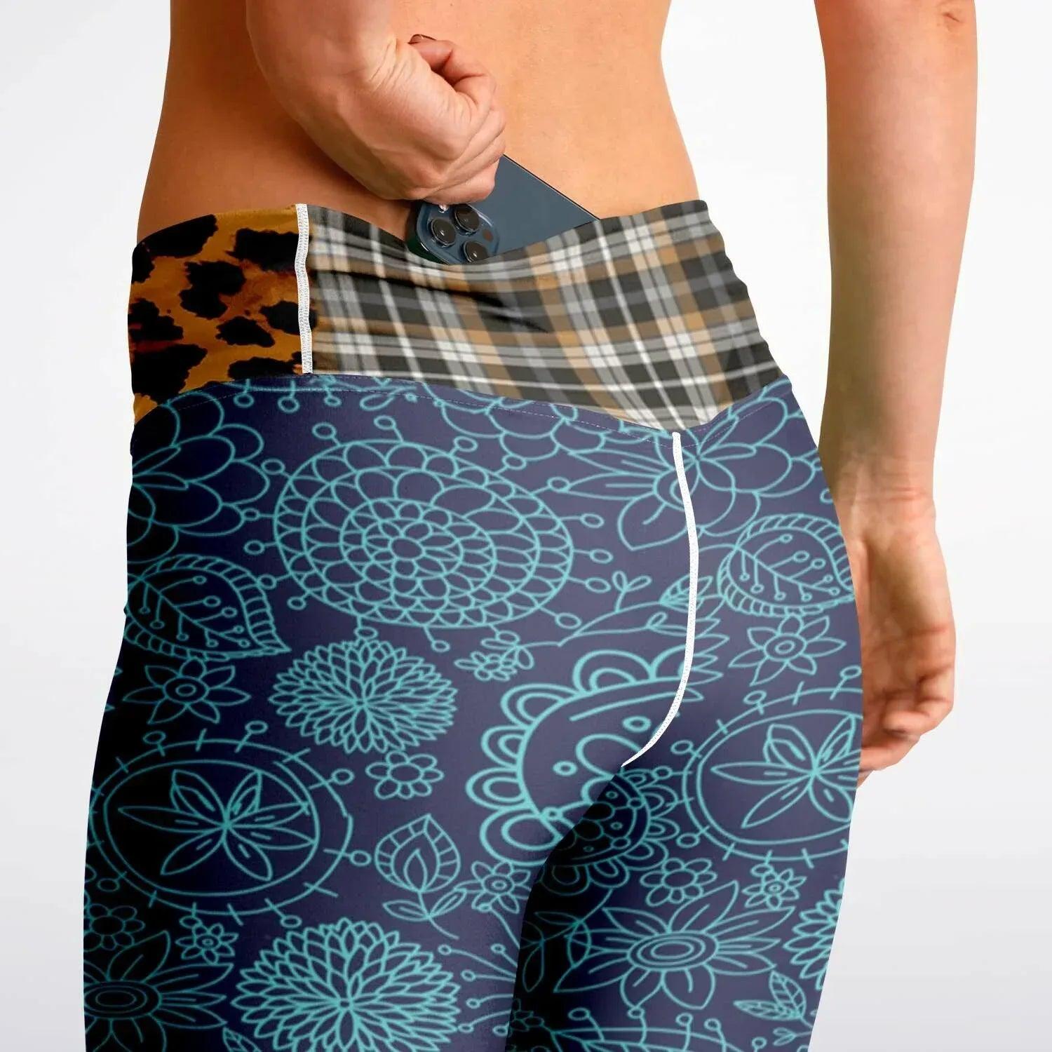 Blue Festival Fantasy Patchwork Flare Leggings