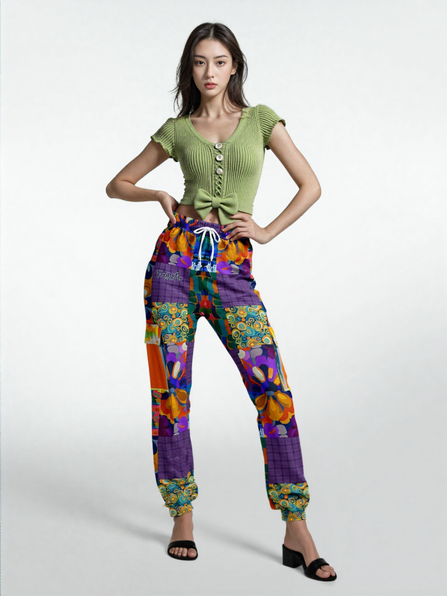 Blue Girl Trinidad Floral Patchwork Eco-Poly Unisex Joggers