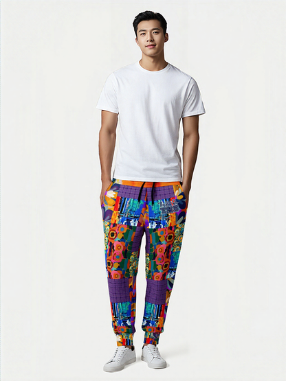 Blue Girl Trinidad Floral Patchwork Eco-Poly Unisex Joggers