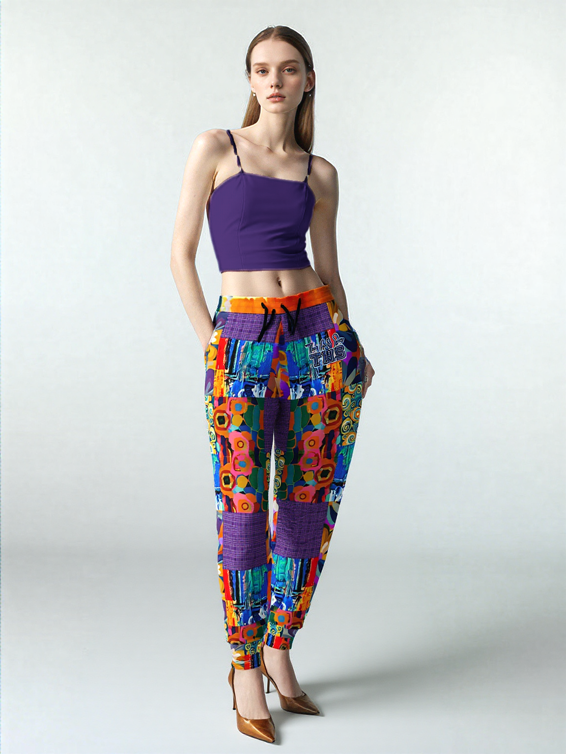 Blue Girl Trinidad Floral Patchwork Eco-Poly Unisex Joggers
