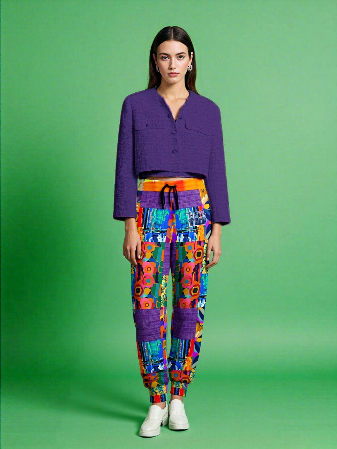 Blue Girl Trinidad Floral Patchwork Eco-Poly Unisex Joggers