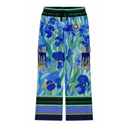Blue Iris Fields Floral Pring Cargo Pants - Van Gogh