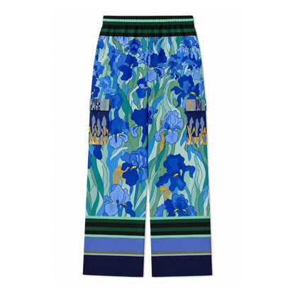 Blue Iris Fields Floral Pring Cargo Pants - Van Gogh
