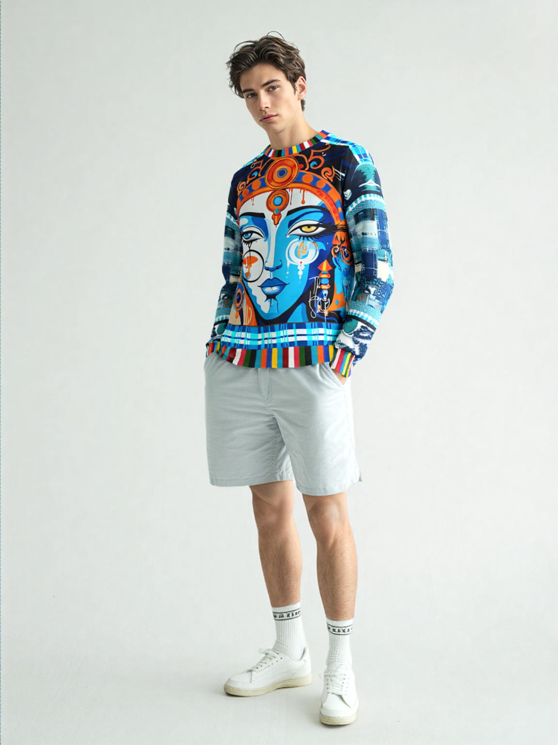 Blue Laxshmi Indian Devi Unisex Sweatshirt (Gold Label)