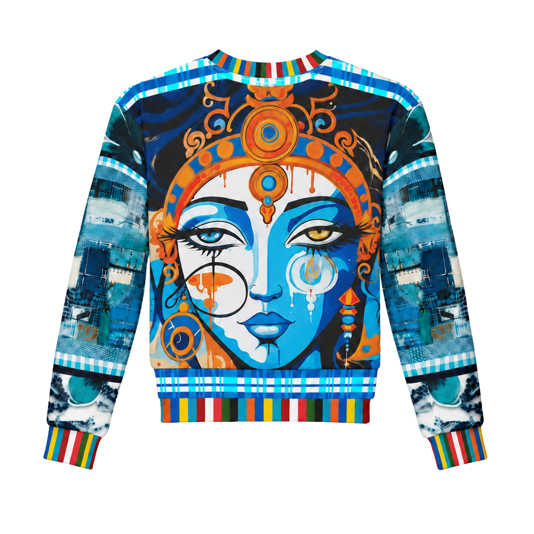 Blue Laxshmi Indian Devi Cropped Sweatshirt (Gold Label)