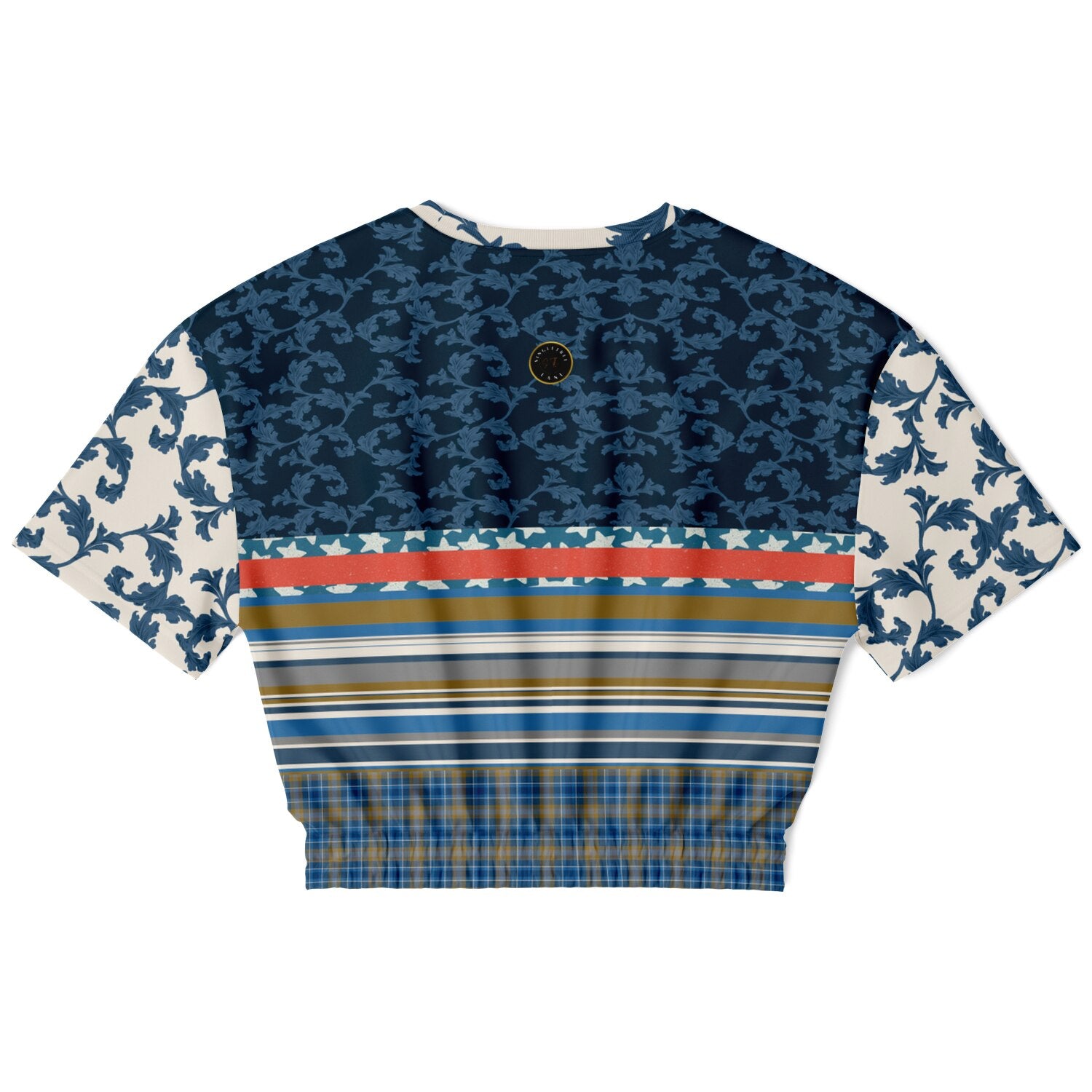 Blue Vine Over You Eco-Poly Short Sleeve Cropped Sweater