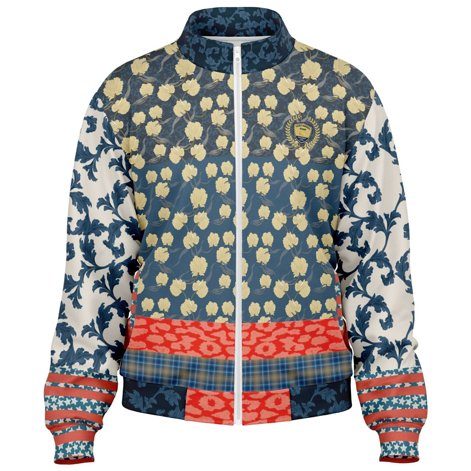 Blue Vine Over You Floral Stripe Unisex Eco-Poly Track Jacket