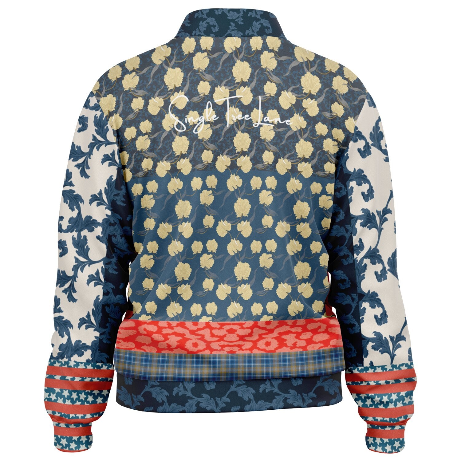 Blue Vine Over You Floral Stripe Unisex Eco-Poly Track Jacket