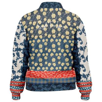 Blue Vine Over You Floral Stripe Unisex Eco-Poly Track Jacket