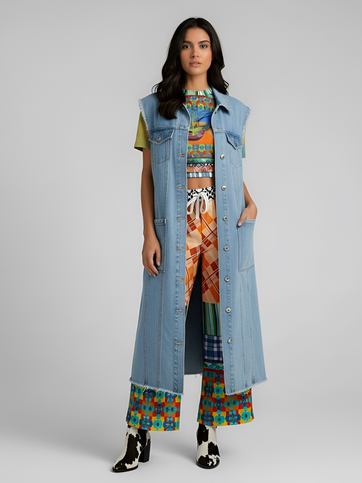 Boats of the Saint Marys Patchwork Eco-Poly Short Sleeve Cropped Pullover