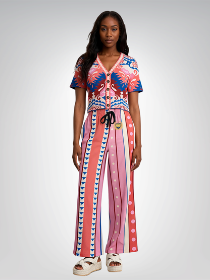 Split Decision Stripe Eco-Poly Wide Leg Pants