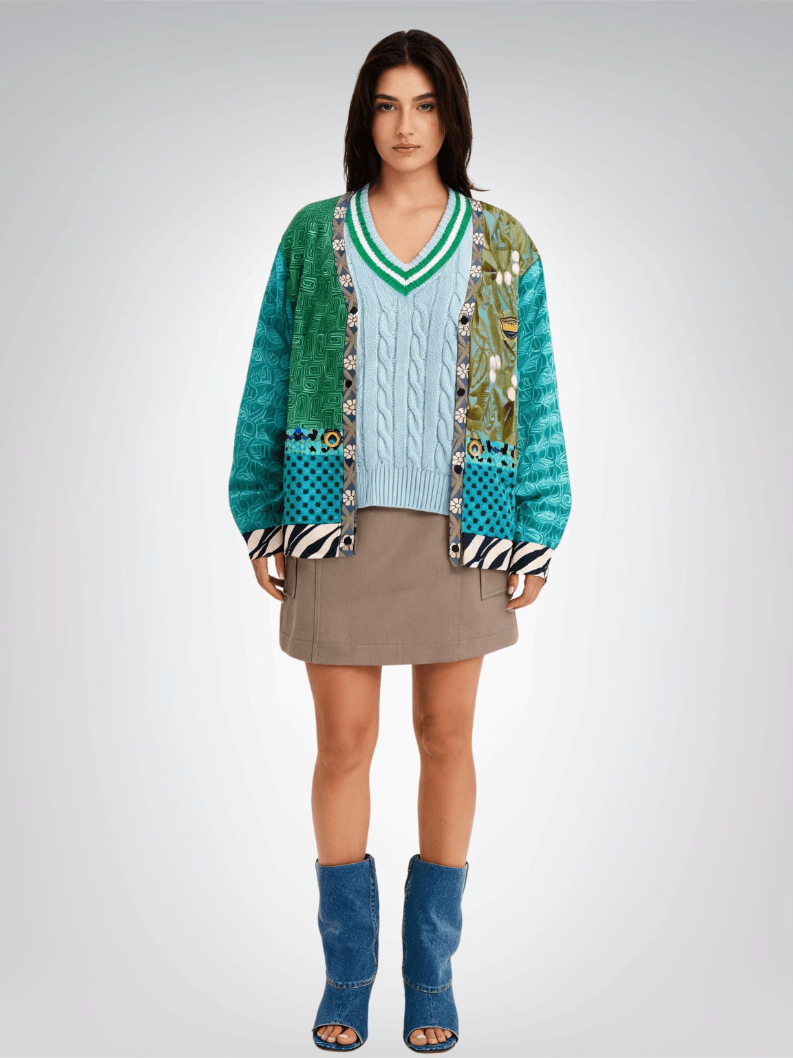 Electric Garden Maze Geometric Print Heavyweight Unisex Cardigan