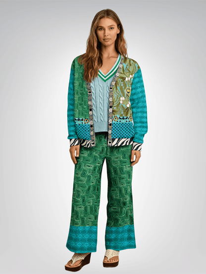 Electric Garden Maze Eco-Poly Wide Leg Pants