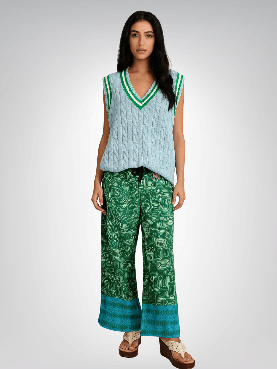 Electric Garden Maze Eco-Poly Wide Leg Pants