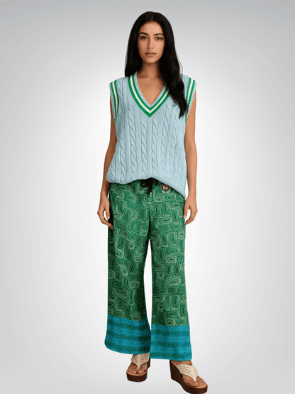 Electric Garden Maze Eco-Poly Wide Leg Pants