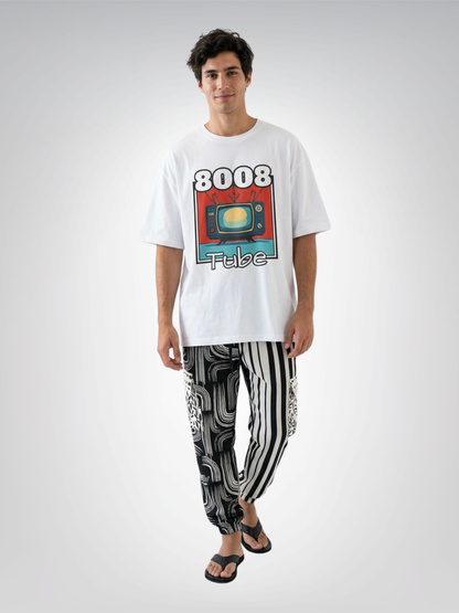 Ebony and Ivory Striped Geo Eco-Poly Cargo Joggers