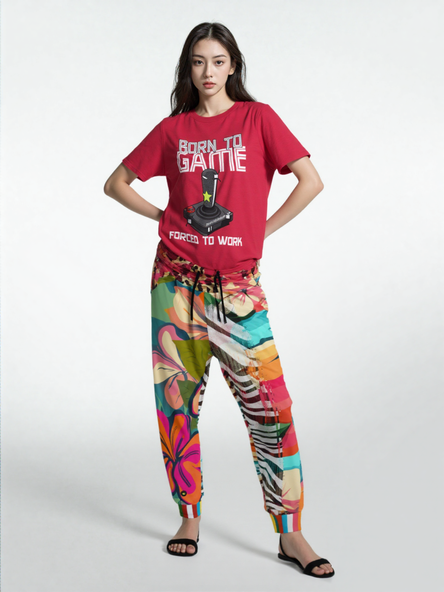 Man in Transition Floral Zebra Print Eco-Poly Unisex Joggers